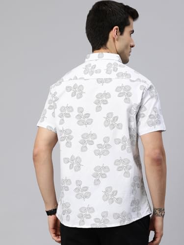 Image of Majestic Man Slim Fit Floral Printed Pure Cotton Casual Half Sleeve Shirt
