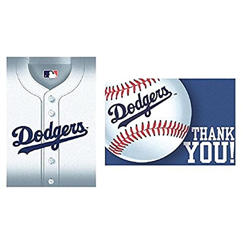 Los Angeles Dodgers™ Invitation & Thank You Card Set - 3 7/8" X 5 5/8" | Multi-Color | Pack Of 16 #TOP12