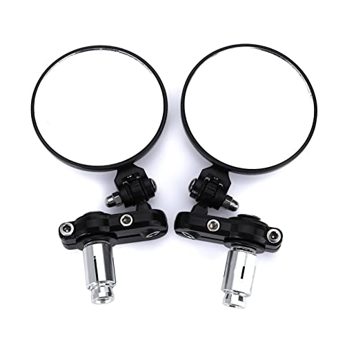 SAFATBZ Espejos Retrovisores Espejos Extremo Barra Manija Plegable Espejos Laterales Universales Espejos Traseros Extremo Manillar 360 Grados Motocicleta Scooters Retrovisor Lateral Espejo Retrovisor