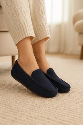 Image of Project Cloud 100% Genuine Leather Slippers for Women - Fur Lined Outdoor Slippers for Women Footwear with Memory Foam - Stylish Womens Moccasin (Cathi)