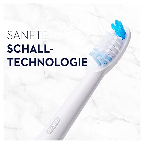 Oral-B Pulsonic Sensitive Aufsteckbürsten — ORIGINAL Zahnbürstenaufsatz für Oral-B Schallzahnbürste — Ersatzbürsten, Bürstenköpfe für Elektrische Zahnbürste für eine Sanfte Reinigung — Weiß, 4 Stück
