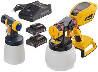 Wagner Spraytech 2454976 FLEXiO 3550 18V Cordless Handheld HVLP Paint Sprayer, Sprays Most Unthinned Latex, Includes Two Nozzles and Two Batteries, Complete Adjustability