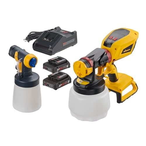 Wagner Spraytech 2454976 FLEXiO 3550 18V Cordless Handheld HVLP Paint Sprayer, Sprays Most Unthinned Latex, Includes Two Nozzles and Two Batteries, Complete Adjustability
