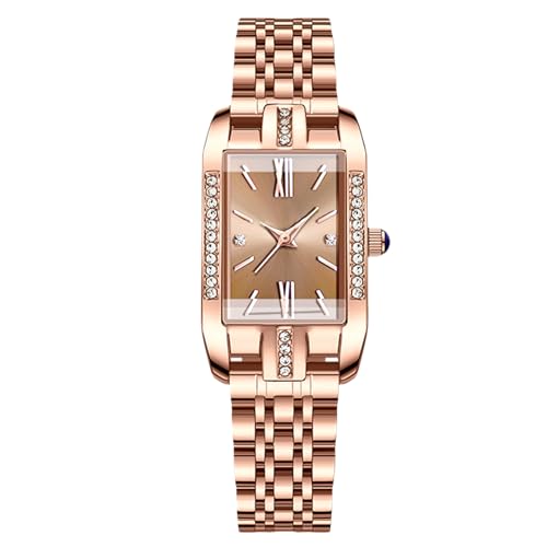 Montre femme rectangle RORIOS en acier inoxydable et strass scintillants
