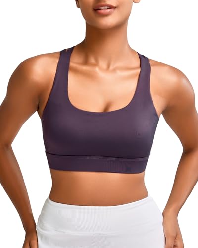 Image of RUNNING GIRL High Impact Sports Bras for Women - Scoop Neck Strappy Sports Bra High Support Moulded Cup Workout Bra