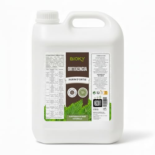 Bioky® Purin d'Ortie concentré pour Plantes 5L - Action Fongicide, Insecticide et Acaricide - Correcteur de Carences en Fer (chlorose ferrique)