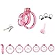 Silikon Peniskäfig Chastity Cage Männer Sissy mit 6 Verschieden Großen Ringen und Unsichtbaren Schlössern Weicher Keuschheitskäfig Herren ist Atmungsaktiv und Leicht Sexspielzeug (S,Pink)