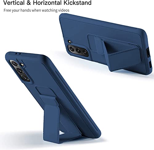 EMODIL Samsung Galaxy S23 Case Cover Magnetic Car Mount Kickstand & Holder, Premium Silicone Vertical & Horizontal Hand Strap and Grip with Multi Stand for Samsung Galaxy S23 (Dark Blue)