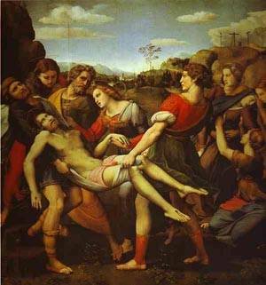 Peinture à l'huile Raphaël de l'Entombment 1507 en format 12 x 16 pouces pour décoration murale