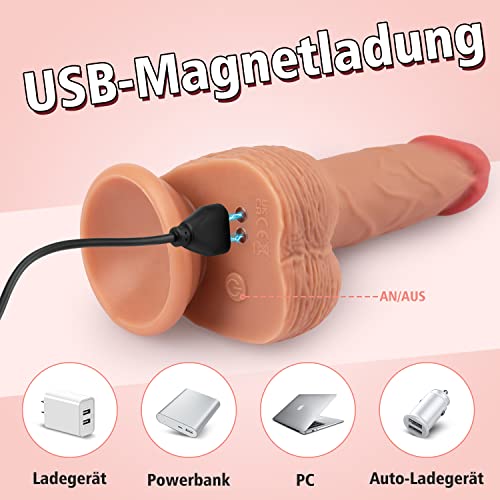 Realistisch Dildo Vibrationen Sex Spielzeug für die Frau, Silikon Dildoschwanz mit Stossfunktion für Frau G-Punkt Stimulation, Stark Stoßfunktionen Erotik Sex Toys – Bild 5