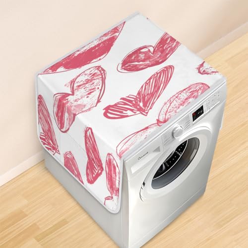 Washer and Dryer Covers for the Top, Love Heart Duty Waterproof Washable Top Protector Mat for Laundry Machine & Dryer