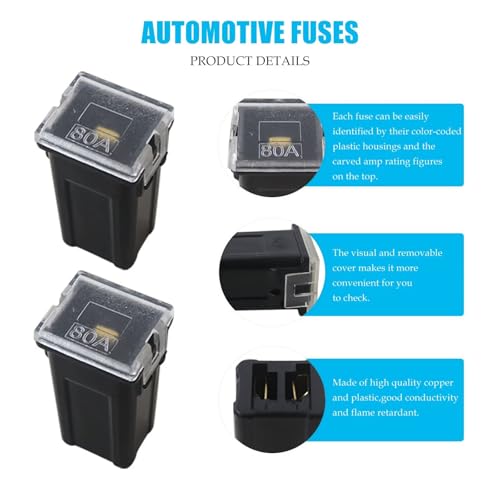 Kit de 36 fusibles automotrices Vicue: 18 perfil alto y 18 perfil bajo, calificaciones de 20 A, 30 A, 40 A, 50 A, 60 A y 80 A, empaque de caja miniatura 4