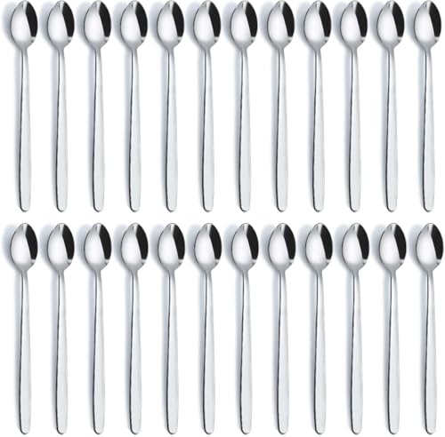 Latte Spoons, Funnydin 24 Pieces Coffee Spoons Set (8.3 Inch), Dishwasher Safe, Teaspoons, Latte Spoons, Dessert Spoons, Coffee Spoons, Sundae Spoons and Long Teaspoons for Kitchen and Home