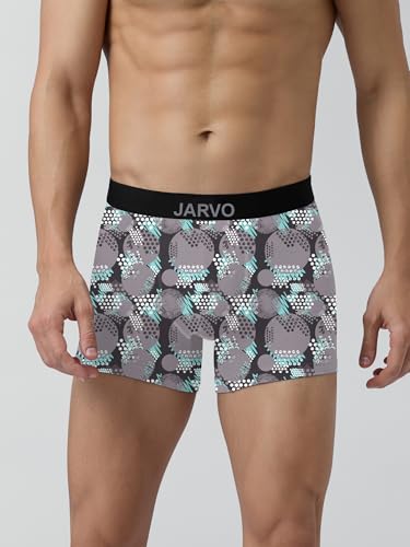 Image of JARVO Men's Extra Thin Elastic Underwear Long Comfortable Ice Silk Breathable Comfort Printed Brief-Boxer-Trunks Imported Material Pack of 4