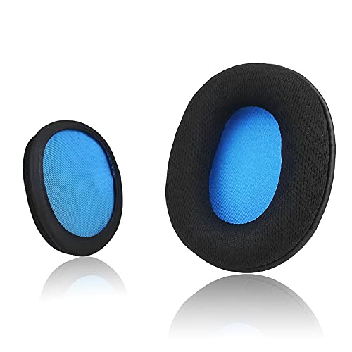 Krone Kalpasmos Upgraded Replacement Earpads for ATH M50X / M40X / M30X / MSR7 - Fits Audio Technica M Series, SteelSeries Arctis 3/5 / 7 / 9X & Pro, Breathable Fabric & Memory Foam, Blue
