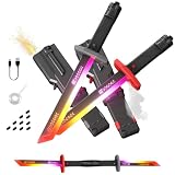 PanniOhye Cyberpunk Neon Dual Dagger | 17' Spark Blade Hit Sensor Sound & Combinable Deformation | Type-C Rechargeable | for Rave, Cosplay & Display (Dual Dagger)