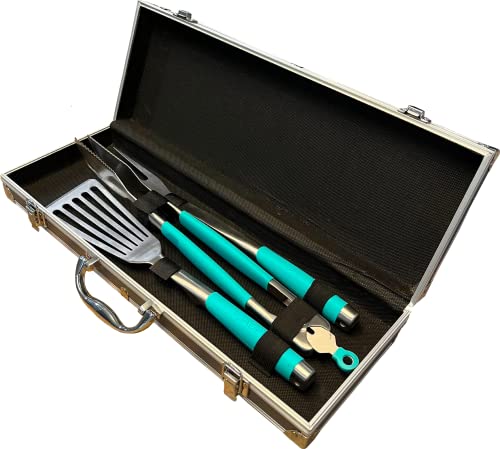 Save %43 Now! Toadfish BBQ Grill Accessories Set, 3-Piece Stainless Steel Grilling Tools with Alumin...