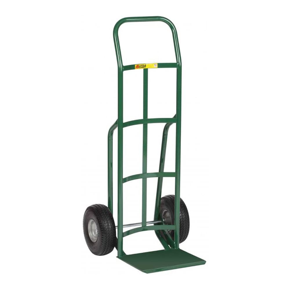Little Giant T-200 14 Gauge Tubular Steel 12" Deep Reinforced Nose Plate Hand Truck with Continuous Handle, Pneumatic Wheels, Green, 800 lbs Load Capacity, 47" Height x 21" Width x 22" Depth