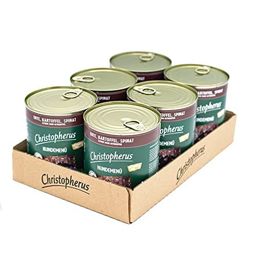 Christopherus Hundemenü Senior, Mit Ente, Kartoffel, Spinat, Vollnahrung für ältere Hunde, Nassfutter, 6 x 800 g