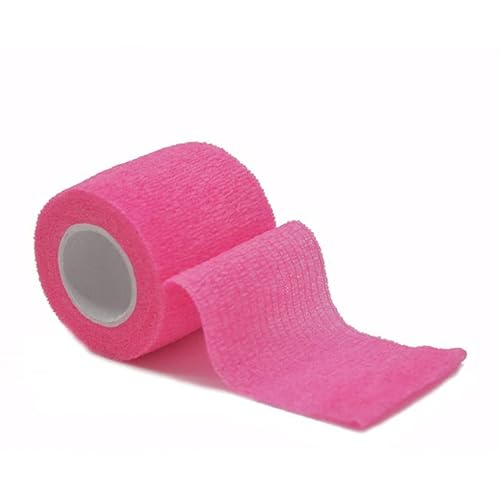 RIAAJ Colorato Nastro Avvolgente Atletico Fasciatura Elastica Autoadesiva Protezione Sportiva Ginocchio Dito Caviglia Palmo Spalla-Rosa Brillante,5cm X 4.8m