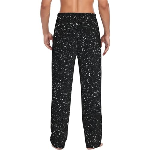 Black Glitter Print Men'S Pajama Pants Soft Sleep Lounge Pants With Pockets-3