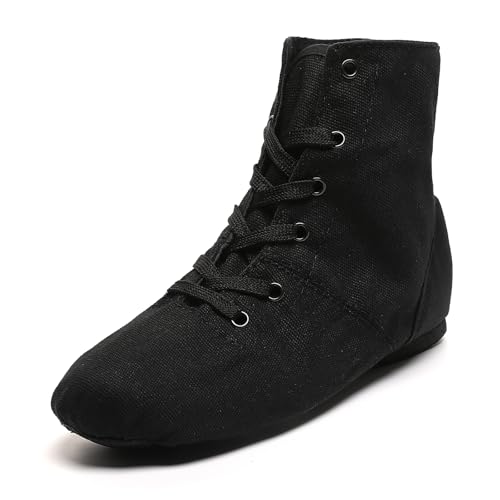 foralod Jazz Shoes for Woman Lace Up Black Jazz Dance Shoes for Women Girls Adult Boots (6 / Black)