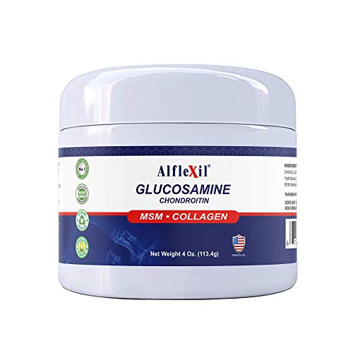 ALFLEXIL Glucosamine & Chondroitin Cream with MSM & Collagen | Natural Cream for Men & Women | Soothe Joint, Bone & Muscle Pains, Improve Mobility, Relieve Discomfort & Speed Up Healing - 4 Oz