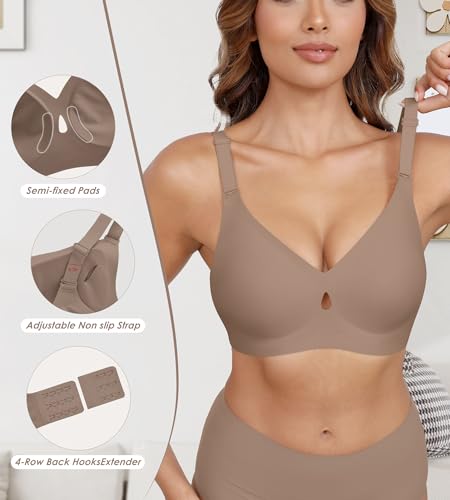 Image of DEANGELMON Bras for Women No Underwire Wireless Push Up Bras - Seamless Full Coverage Bralettes Comfortable Everyday Bra