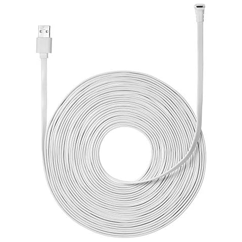 Entweg Power Cable, 9M/29.5ft Charging Power Cable Fits, Arlo Pro 2, Arlo GO, Arlo Light Indoor/Outdoor Flat Cable Aluminium Alloy Micro USB Cable Charging/Power Cord without Plug, 1 Pack Cover