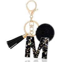 MWOOT Letter Keychains Llavero con Inicial,Resina Keyrings con
