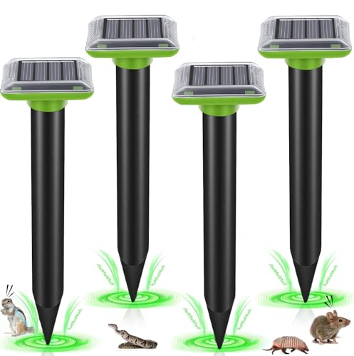 Mole Repellent Sonic-gerät 4 Stück Ultrasonic Solar Maulwurfabwehr Maulwurfschreck Wühlmausabwehr Schlagenabwehr Eidechsenabwehr Mole Repellent Schädlingsbekämpfung für Den Rasen Garten