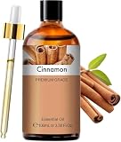 Olio Essenziale alla Cannella Puro 100% 100ml 3.38 Fl Oz | Ideale per Aromaterapia, Cura della Pelle, Pulizia Casa, Candele e Saponi Fai da Te