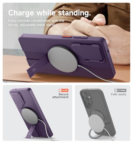 Image of SURITCH for Samsung Galaxy S26 Ultra Phone Case, Magnetic Protective Cover with Camera Cover & Adjustable Metal Kickstand for Galaxy S26 Ultra -Dark Purple