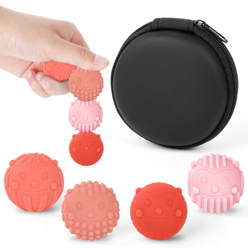Ainiv 4 Piezas Silicona Bolas Magnéticas Anti-Estrés, Pelota Antiestres con Texturas Divertidas para Adultos, Bolitas Magneticas Juguetes sensoriales para Aliviar La Ansiedad-Rojo Animal