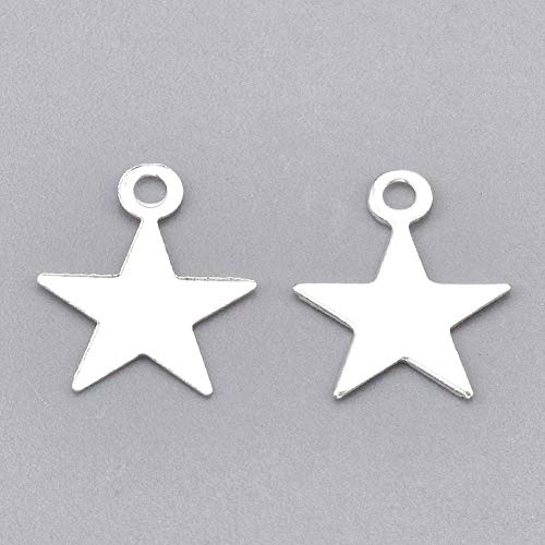 100 pieces jewellery pendants for crafting metal pendant set, metal pendant star, silver charm pendant for jewellery chains, bracelets