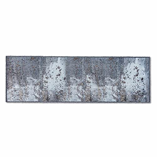 Astra Flauschige Sauberlaufmatte weich - Pure & Soft - Beton hellblau 50x150 cm - Waschbarer Küchenteppich innen - Türmatte strapazierfähig - Teppich läufer