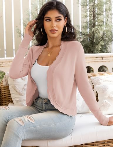 Image of OmicGot Women's Long Sleeve Cardigan Sweaters Open Front Cropped Bolero Shrugs for Dresses S-XL