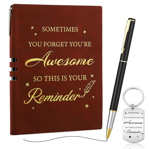 Candcamp Thank You Gifts - Cuaderno y bolígrafo con cita inspiradora A5 con llavero, regalo motivacional, regalos de animación para mujeres, hombres, amigos, profesores, colegas