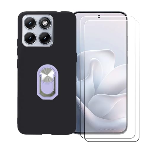 CongJiaLingXi �P�[�X �K�p �� Motorola Edge 70 Fusion (6.78") �����O�T�|�[�g+ [2�p�b�N]�����K���X�X�N���[���v���e�N�^�[�A�_��ȃV���R�[���V�F���o���p�[TPU�ی�J�o�[�������,�p�[�v��