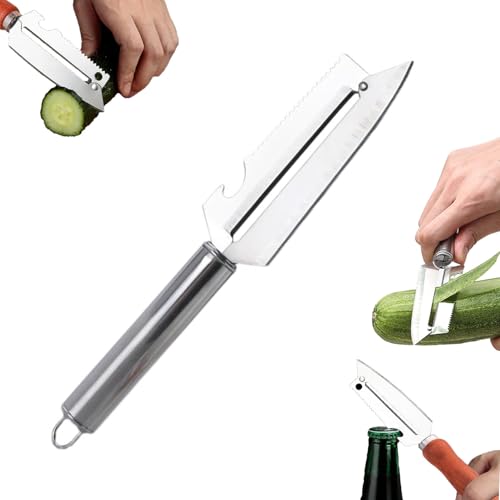 Multifunctional Vegetable Peeler for Kitchen, 3 in1 Fruit & Veggie Peeler Paring Knife with Bottle Opener, �L�b�`���p���@�\��؃s�[���[�A3 in1�t