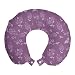 ABAKUHAUS Floral Cojín de Viaje para Soporte de Cuello, Monocromo Lila Flores, de Espuma con Memoria y Funda Estampada, 30x30 cm, Lila y púrpura pálido
