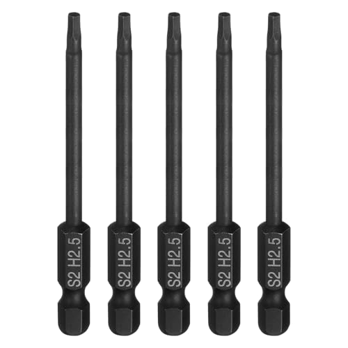 5 pcs forets hex plats H2.5 (2.5mm) tige 1/4" 75mm S2