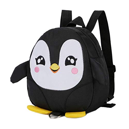 Preisvergleich Produktbild Kawaii Regenschutz Kindergartentasche Leichter Nylon Schulrucksack Mädchen Mini 3D Kinderrucksack Pinguin TravelLite Kinder Rucksack (Schwarz)