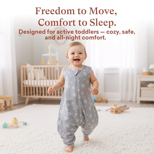 Image of 1.0 TOG Toddler Sleep Sack with Legs for Early Walkers, Wearable Blanket for Tall Walking Toddlers 18-36 Months