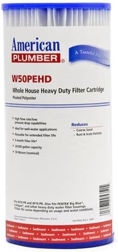 (Package Of 5) American Plumber W50PEHD Pleated Polyester Water Filters