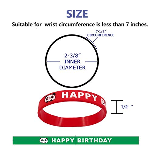 Tangser Happy Birthday Bracelets, Classroom Birthday Rubber Braclet, Silicone Wristbands, Birthday Gifts For Kids, Students From Teacher With Panda Pattern [24 Pack] #TOP2