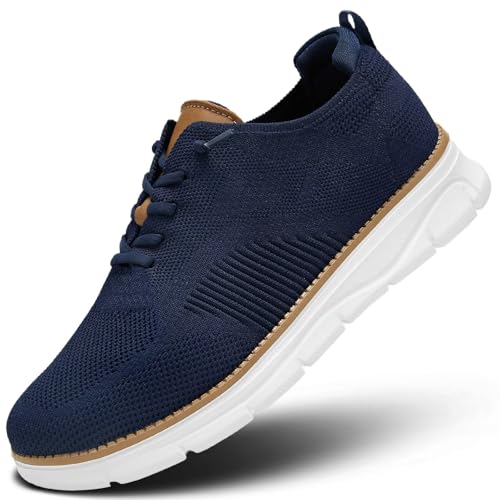 Mens Oxfords Lace-Up Lightweight Casual Walking Shoes Mesh Sneakers Dress Shoes Fashion Shoes Blue