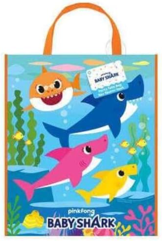 Vibrant Baby Shark Plastic Tote Bag (13" x 11") - 1 Count - Colorful Party Favor, Perfect for Parties & Celebrations image 2