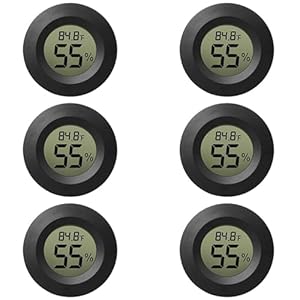 6-Pack Mini Hygrometer Thermometer Digital LCD Monitor Indoor/Outdoor Humidity Meter Gauge Temperature for Humidifiers Greenhouse Reptile Humidor Fahrenheit(℉)/ Celsius(℃)