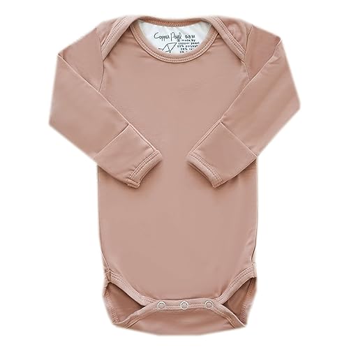Image of Copper Pearl Long Sleeve Bodysuit Baby: Ultra Soft Baby for Newborns, Boys, and Girls - Stylish, Comfortable, Overlap Shoulders, Premium Knit Fabric - 0-3 Months, Pecan